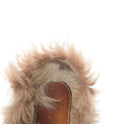 Gucci Betis Glamour Calfskin Fur Womens Princetown Slippers 40.5 Hibiscus Red Naturale 11 of 20