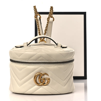 Gucci Calfskin Matelasse Mini GG Marmont Round Backpack White 11 of 11