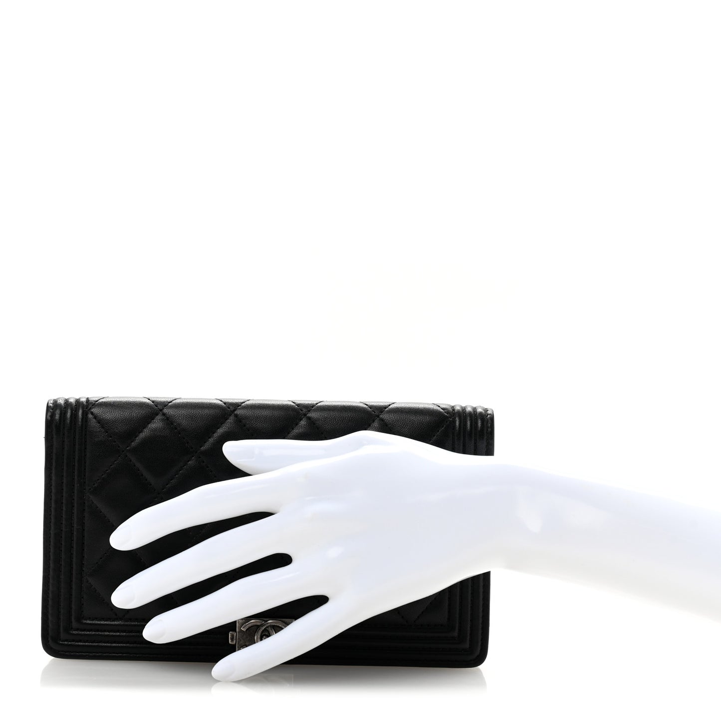 Lambskin Quilted Boy Yen Wallet Black