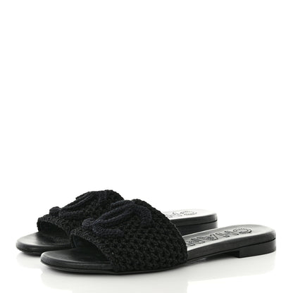 Chanel Crochet CC Mules Sandals 38 Black 3 of 9