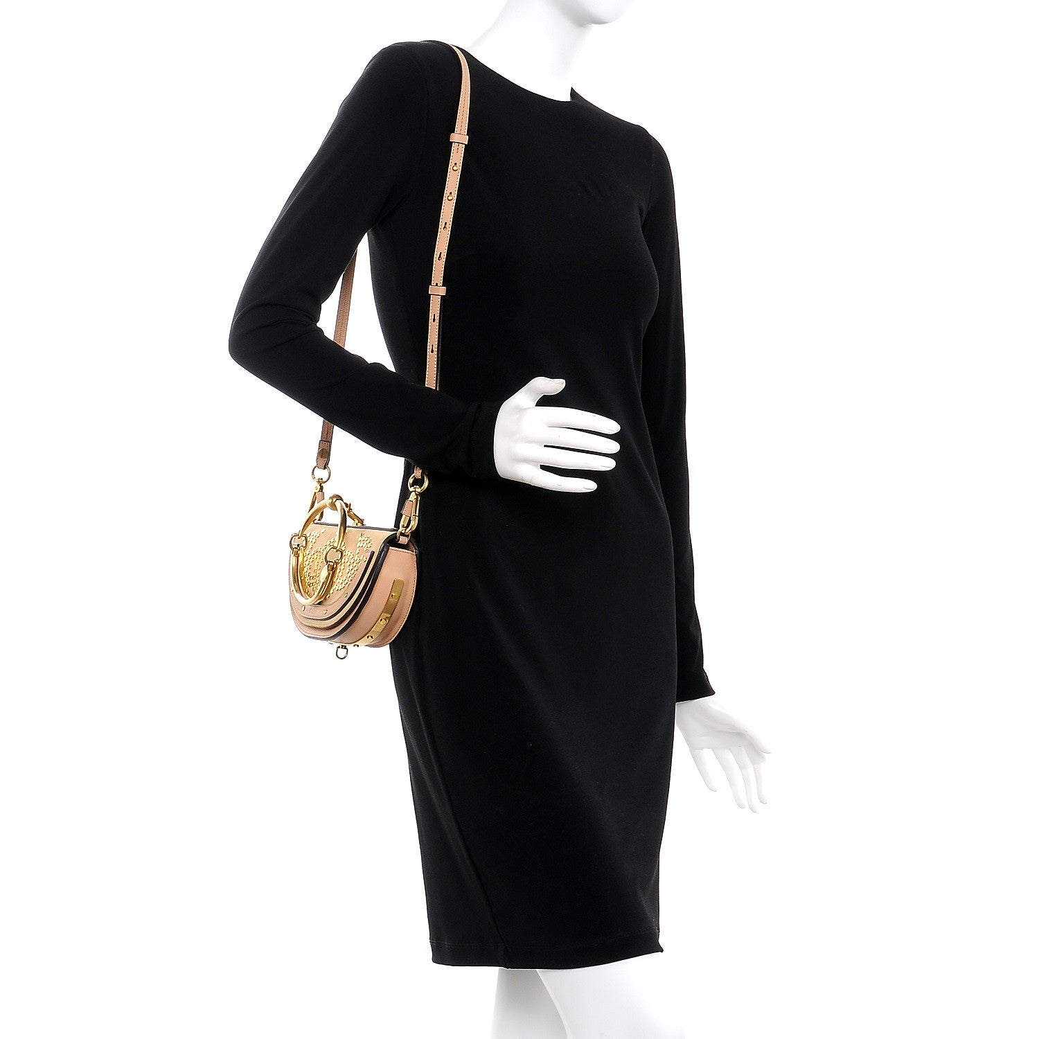 Chloe Suede Calfskin Constellation Studded Small Nile Bracelet Minaudiere Bag Blush Nude 2 of 9