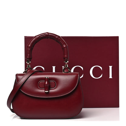 Gucci Boarded Dyana Lux Calfskin Web Monochrome Small Bamboo 1947 Top Handle Bag Rosso Ancora 12 of 12