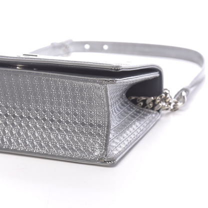 Christian Dior Metallic Patent Micro-Cannage Small Diorama Flap Bag Silver 9 of 12