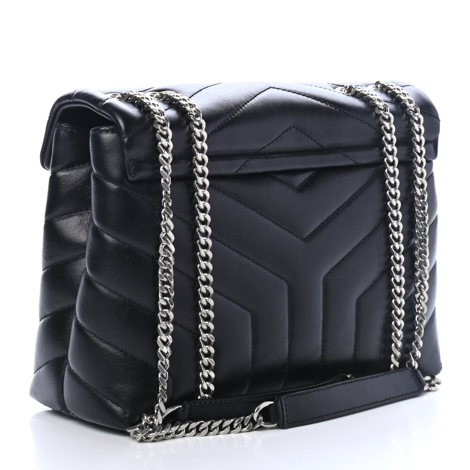 Saint Laurent Calfskin Y Quilted Monogram Small Loulou Chain Satchel Black 2 of 4