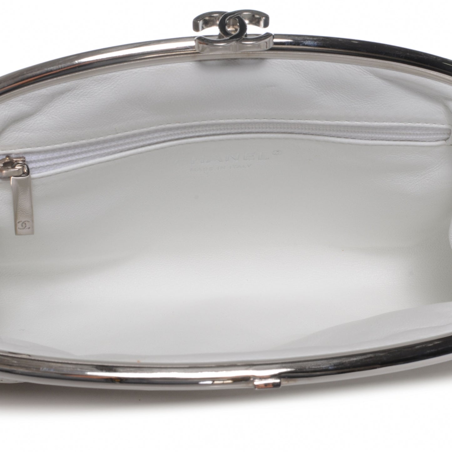 Lambskin Perforated Timeless Clutch White