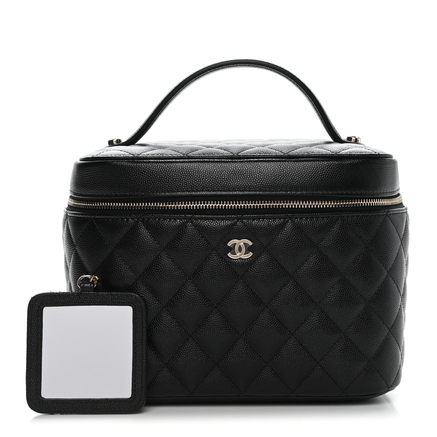 Caviar Quilted Large Vanity Pouch Black