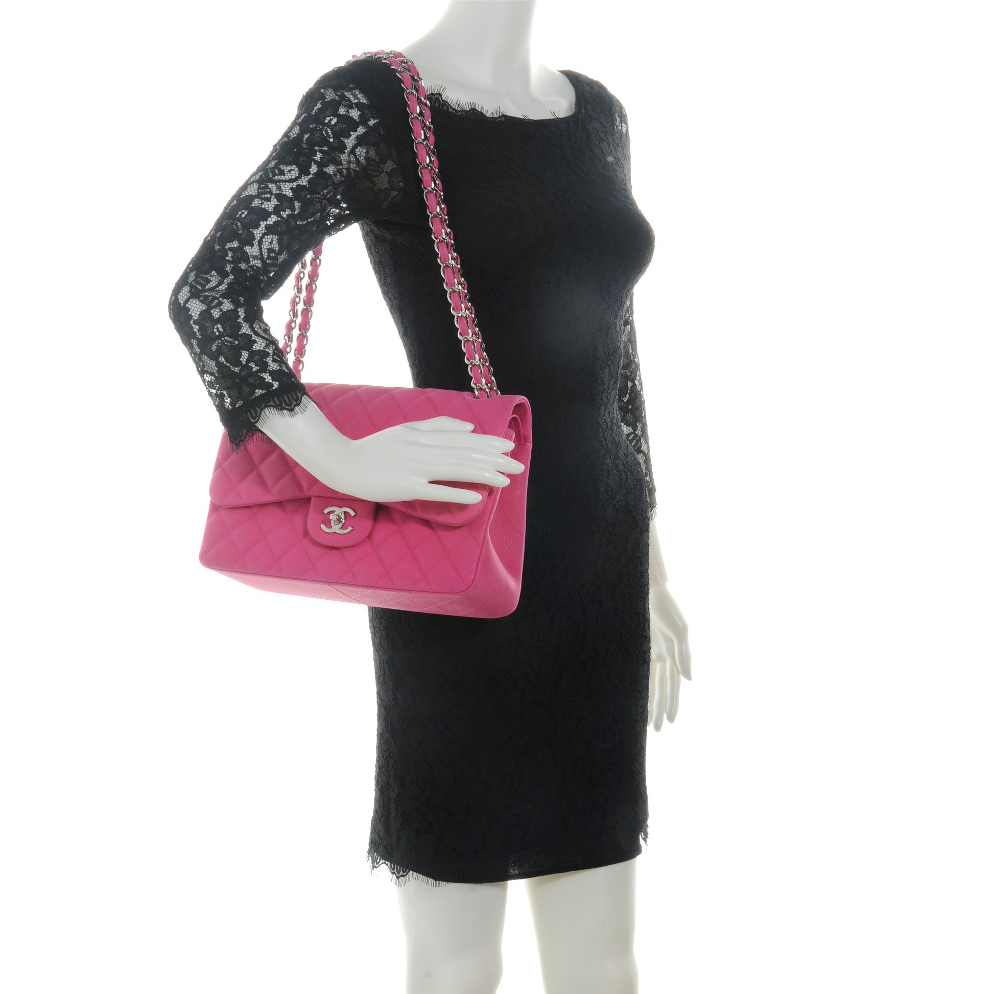 Chanel Iridescent Caviar Jumbo Double Flap Hot Pink 2 of 8
