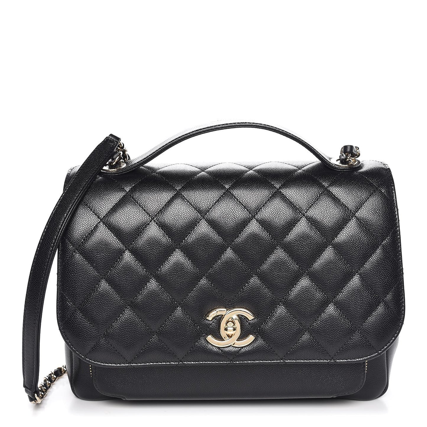 Caviar Quilted Large Business Affinity Flap Black