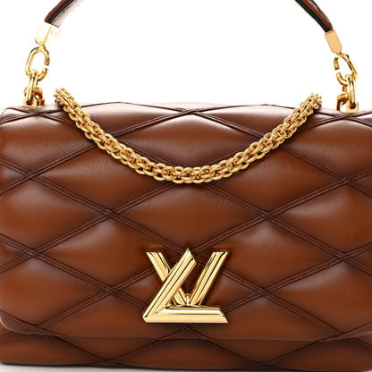 Louis Vuitton Lambskin Malletage Top Handle GO-14 MM Tan 7 of 10