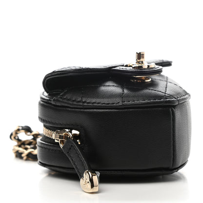 Chanel Lambskin Quilted CC In Love Heart Coin Purse With Chain Black 4 of 8