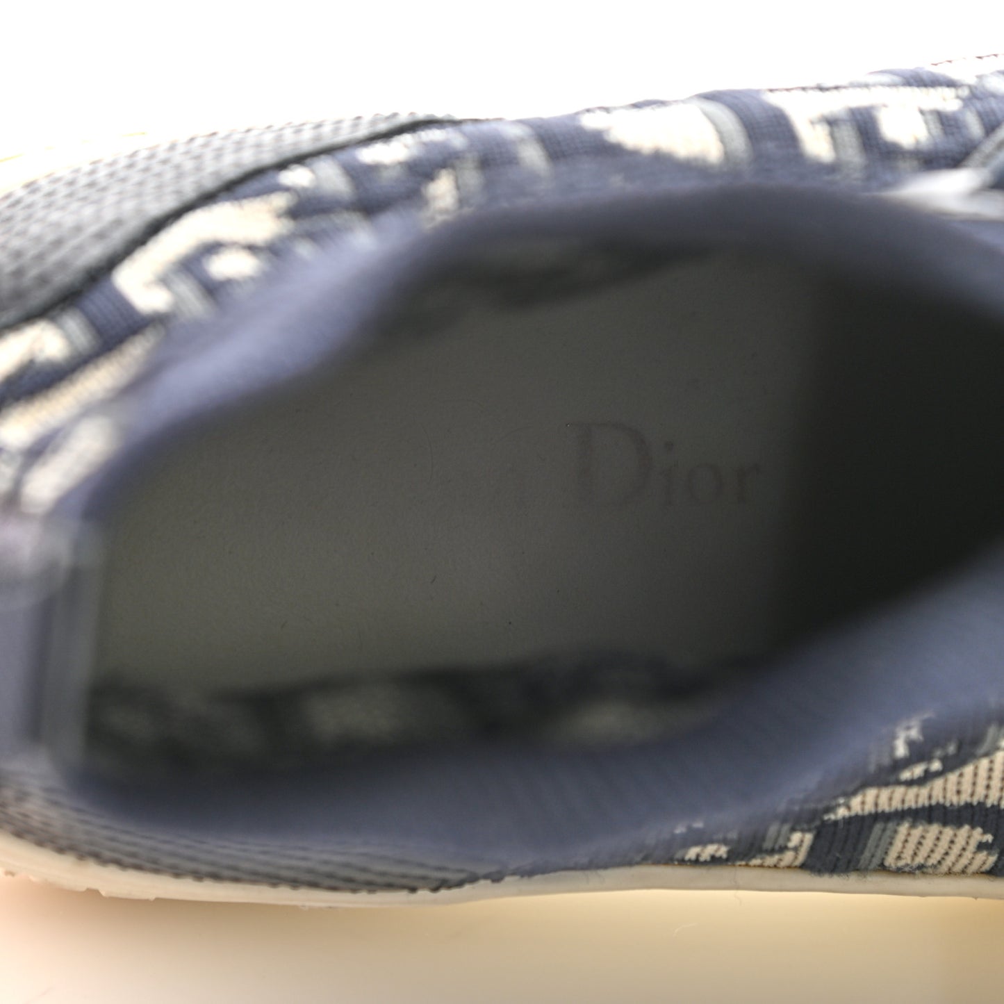 Technical Knit Calfskin Oblique Womens Walk'n Dior High Top Sneakers 37 Deep Blue