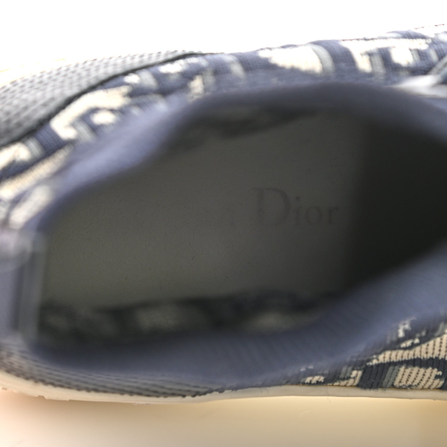 Christian Dior Technical Knit Calfskin Oblique Womens Walk'n Dior High Top Sneakers 37 Deep Blue 13 of 14