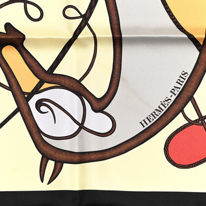 Hermes Silk Soie Coup De Fouet Scarf 90 Black Etoupe Gris 2 of 6