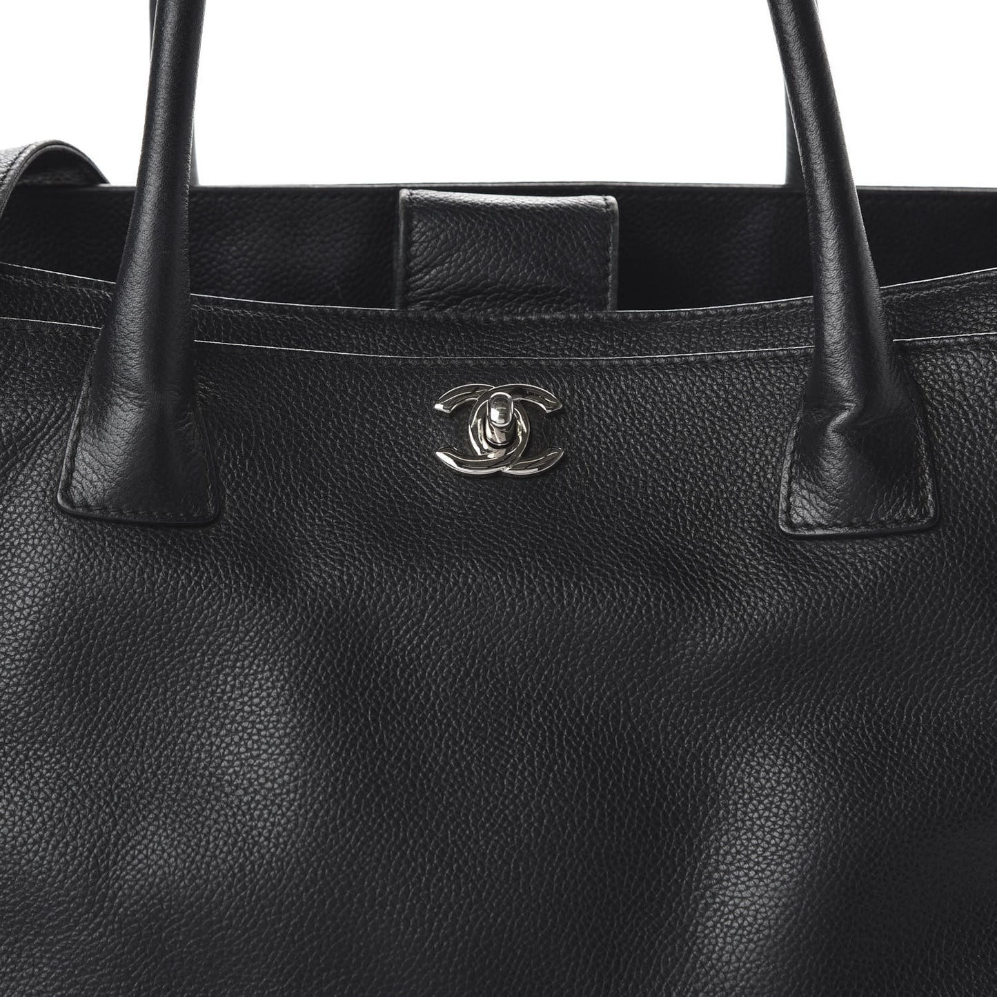 Calfskin Cerf Executive Shopper Tote Black