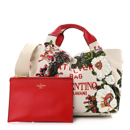 Valentino Garavani Canvas Atelier Floral Medium Tote Bag 1 of 10