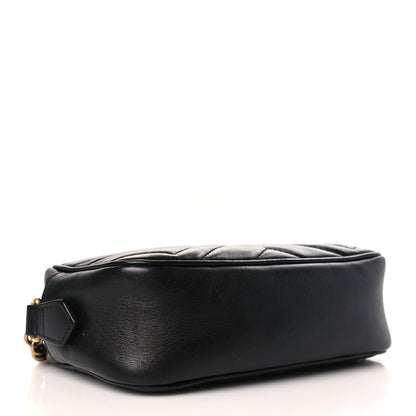 Gucci Calfskin Matelasse Mini GG Marmont Chain Shoulder Bag Black 4 of 9