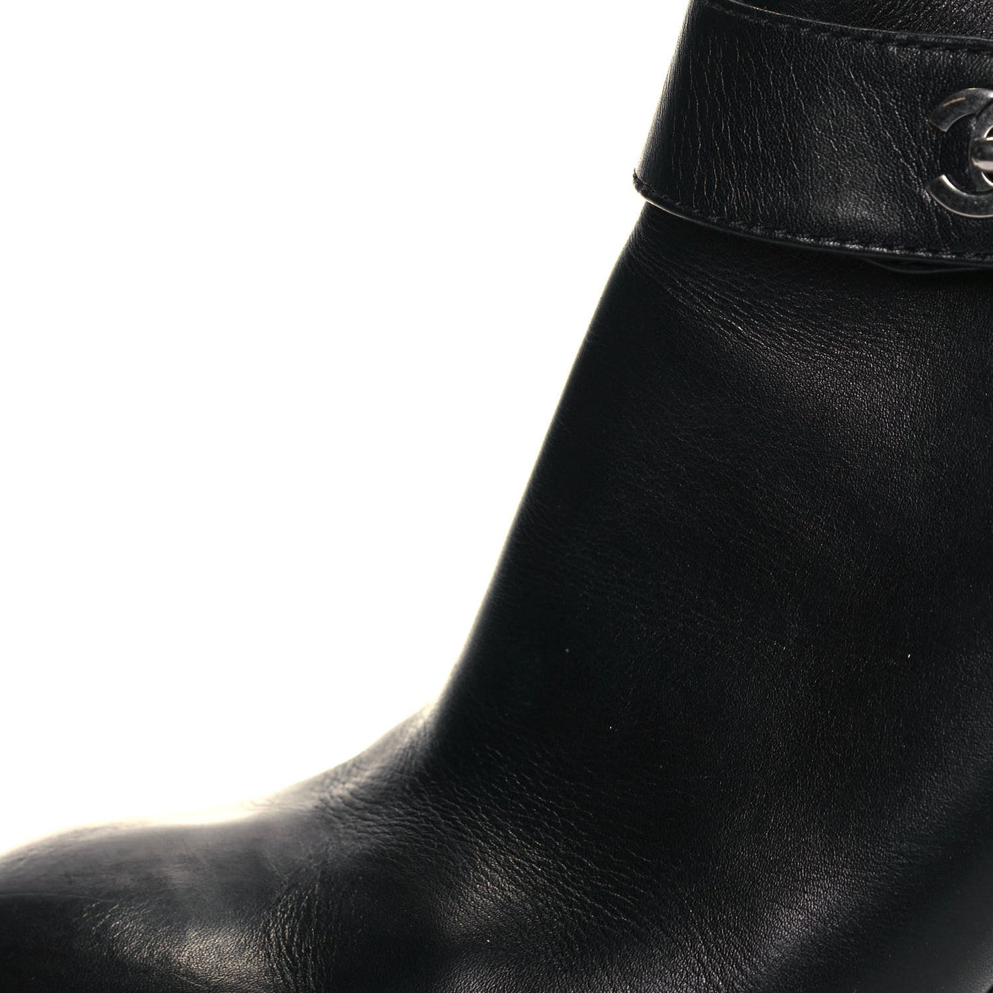 Calfskin CC Turnlock Ankle Boots 40.5 Black