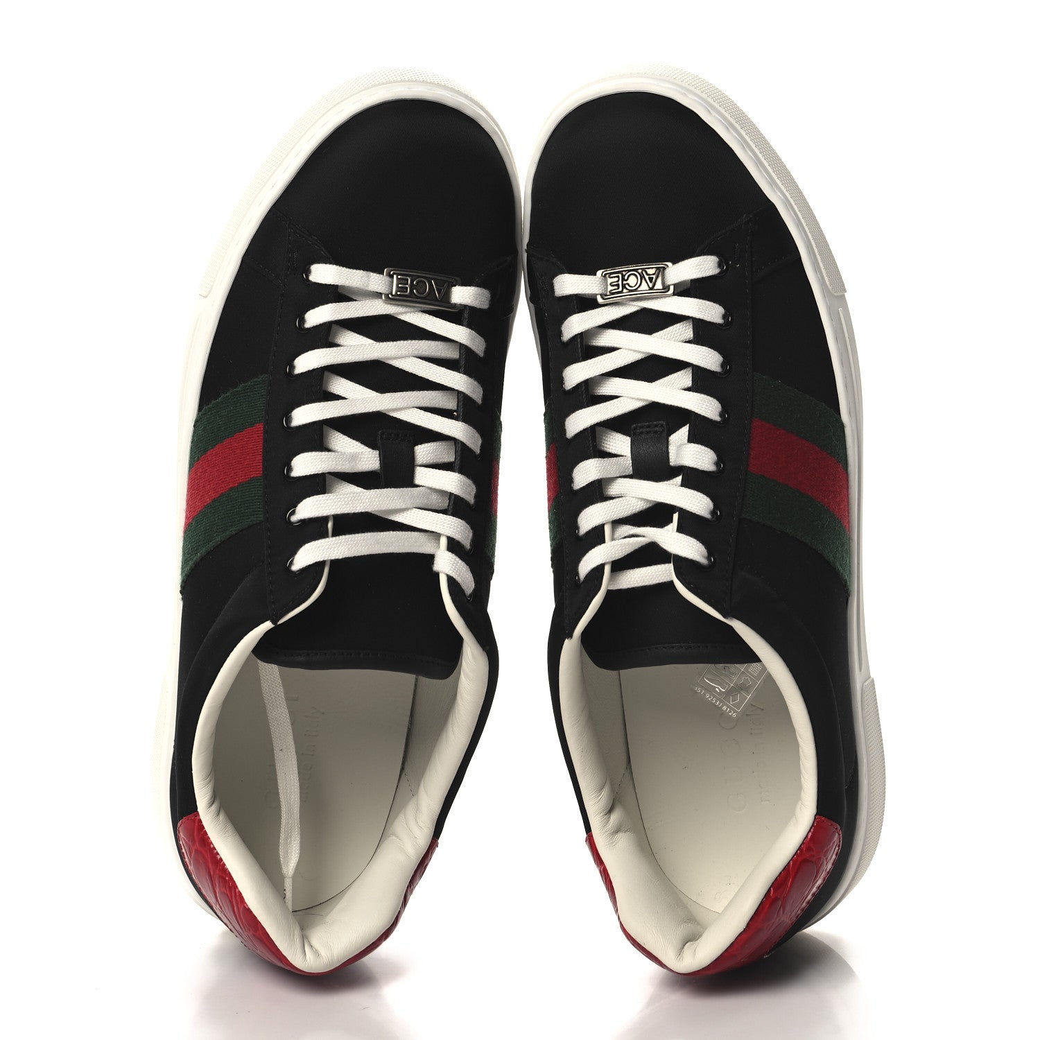 Gucci Econyl Nylon Diva Crocodile Web Mens Ace Sneakers 9 Black 2 of 9