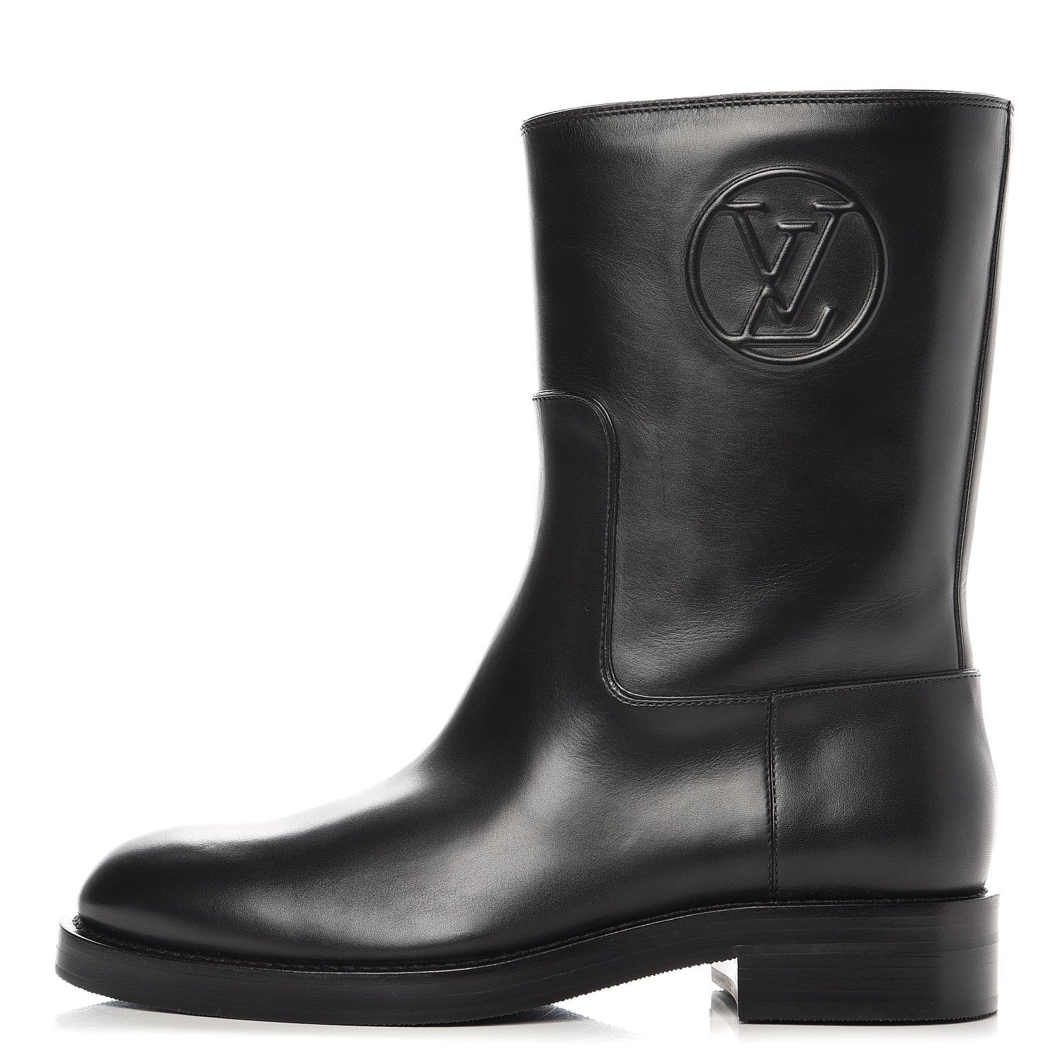 Louis Vuitton Calfskin Overdrive Flat Calf High Boots 37.5 Black 1 of 9