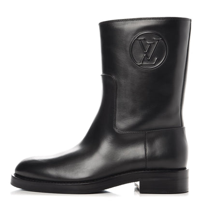 Louis Vuitton Calfskin Overdrive Flat Calf High Boots 37.5 Black 1 of 9