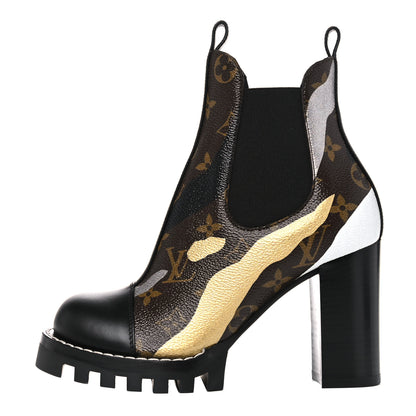 Louis Vuitton X LOL Calfskin Monogram Star Trail Ankle Boots 35 Gold Silver 1 of 9