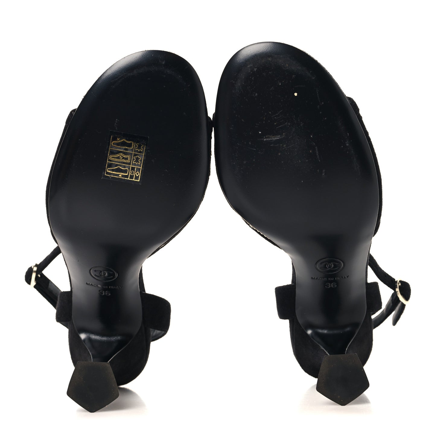 Suede Kidskin Chain Sandals  36 Black