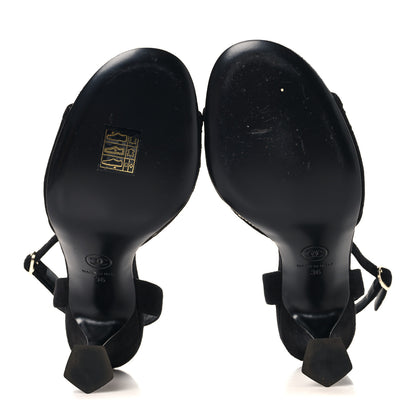 Chanel Suede Kidskin Chain Sandals  36 Black 6 of 10