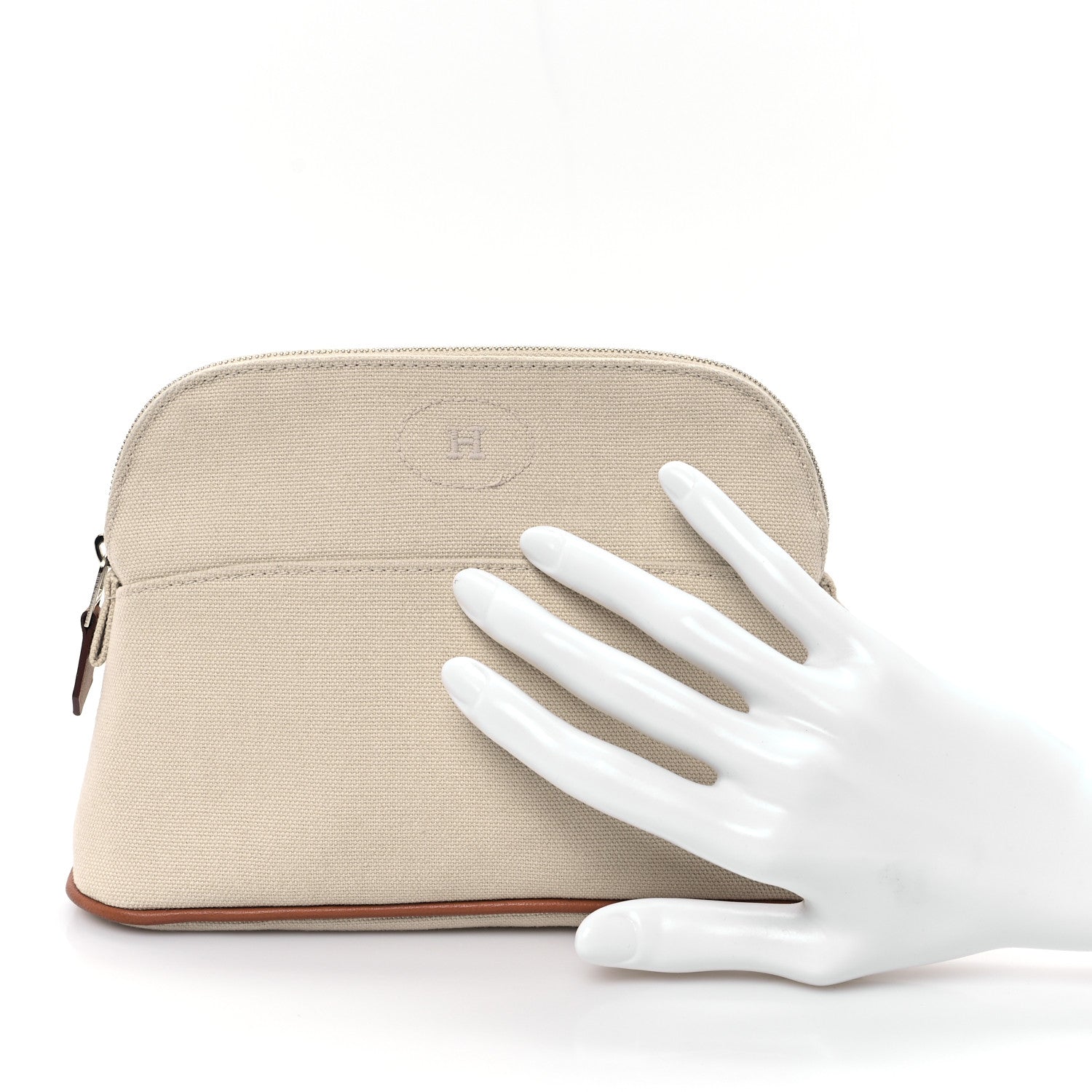 Hermes Cotton Canvas Mini Bolide Travel Cosmetic Pouch Naturel 2 of 7