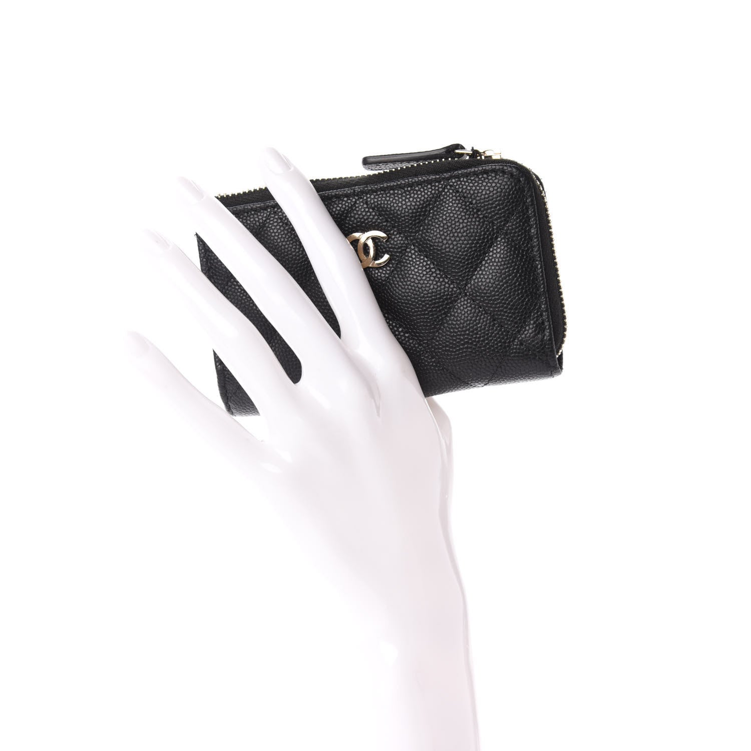 Chanel Caviar Quilted Zipped Key Holder Case Black 2 of 8