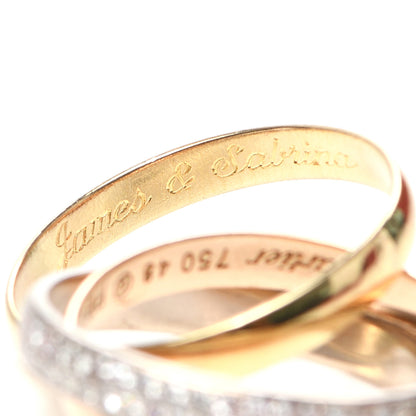 Cartier 18K White Yellow Pink Gold Diamond Small Trinity Paved Ring 48 4.5 5 of 6