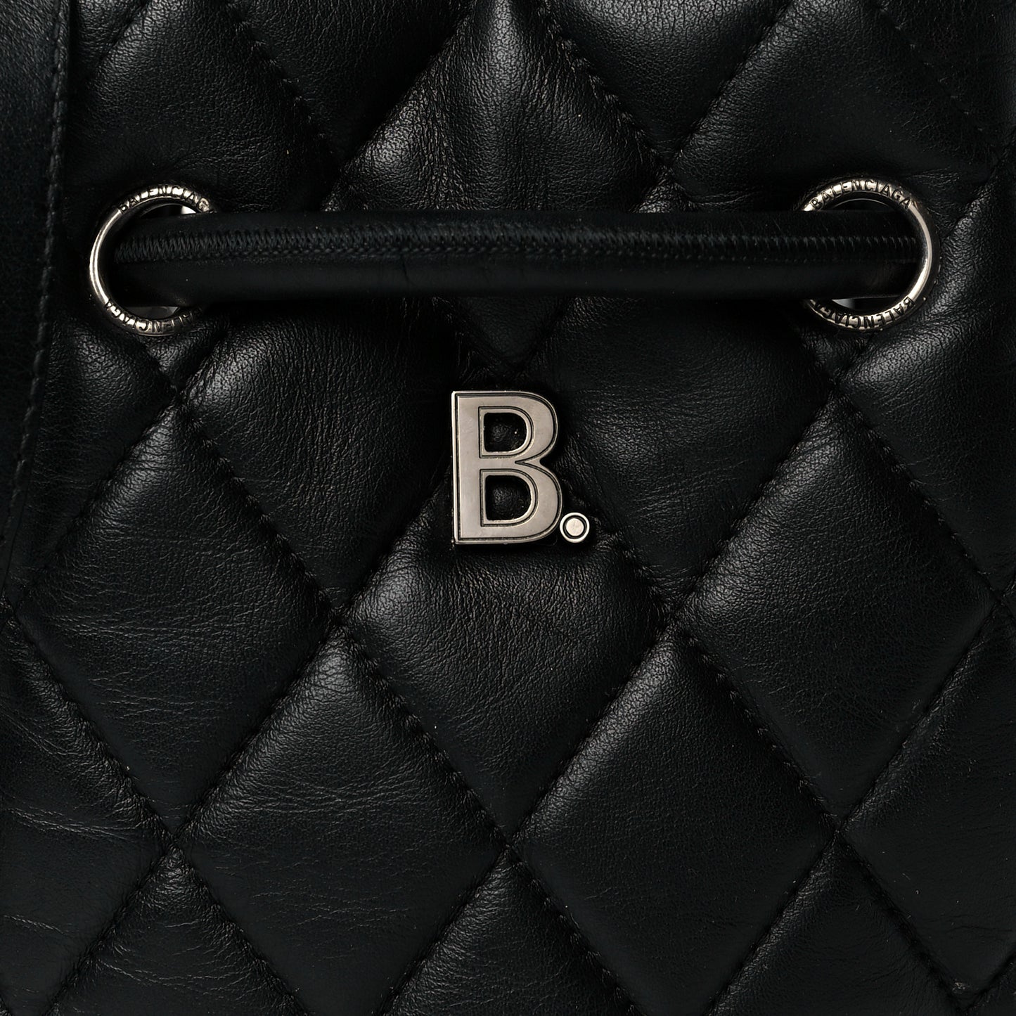 Nappa Calfskin Quilted Touch B Bucket Bag Black