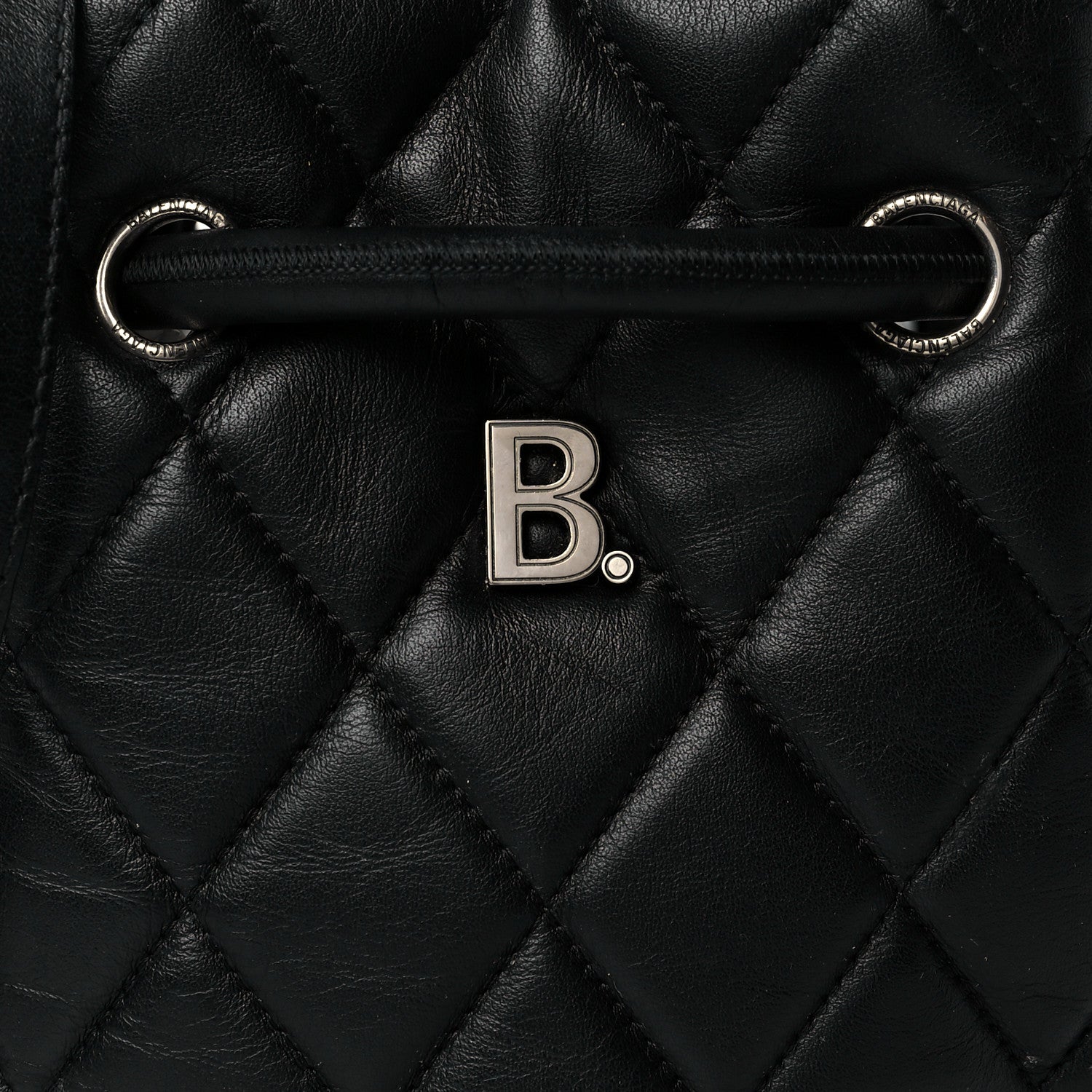 Balenciaga Nappa Calfskin Quilted Touch B Bucket Bag Black 7 of 9