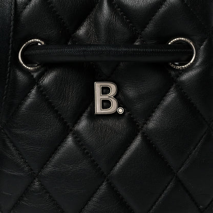 Balenciaga Nappa Calfskin Quilted Touch B Bucket Bag Black 7 of 9