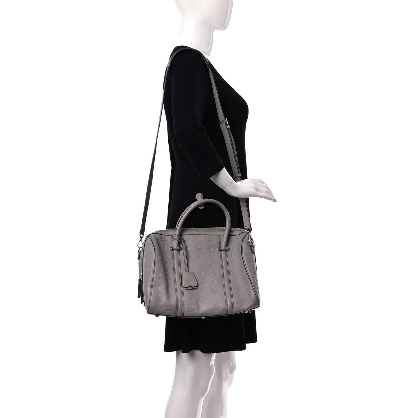 Calfskin Ottomar Monogram Essential Boston Bag Grey