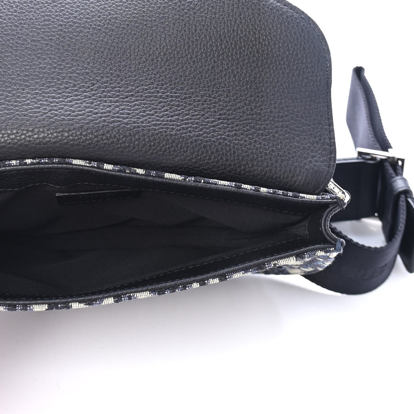 Oblique Saddle Messenger Pouch Beige Black