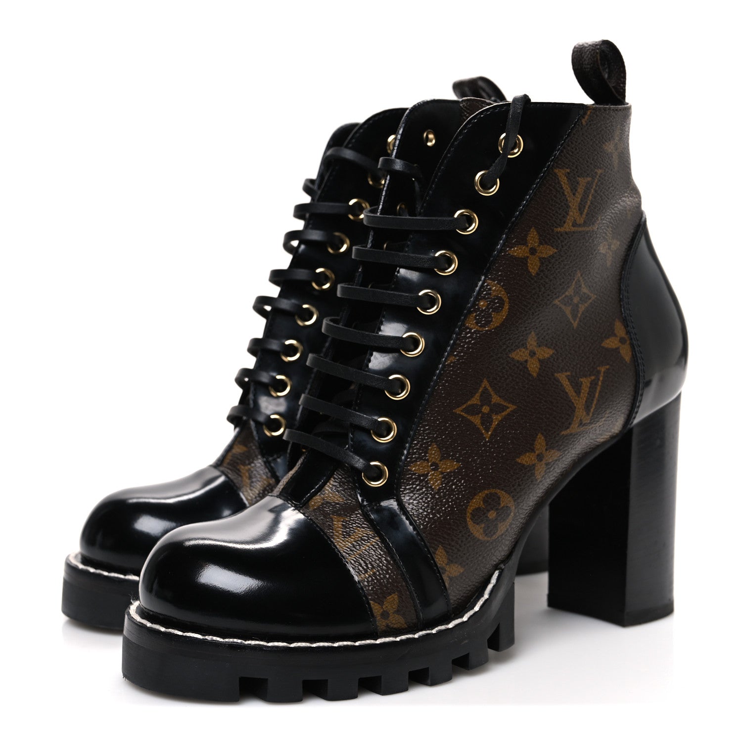Louis Vuitton Patent Calfskin Monogram Star Trail Ankle Boots 40 Black 4 of 11