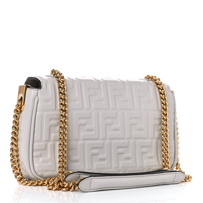 Fendi Nappa Small FF Embossed Midi Chain Baguette Ghiaia 3 of 10