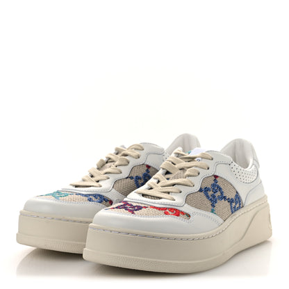Gucci Dali Soft Calfskin GG Tennis Embossed Perforated Womens Platform 55mm Sneakers 38.5 White Multicolor 4 of 12