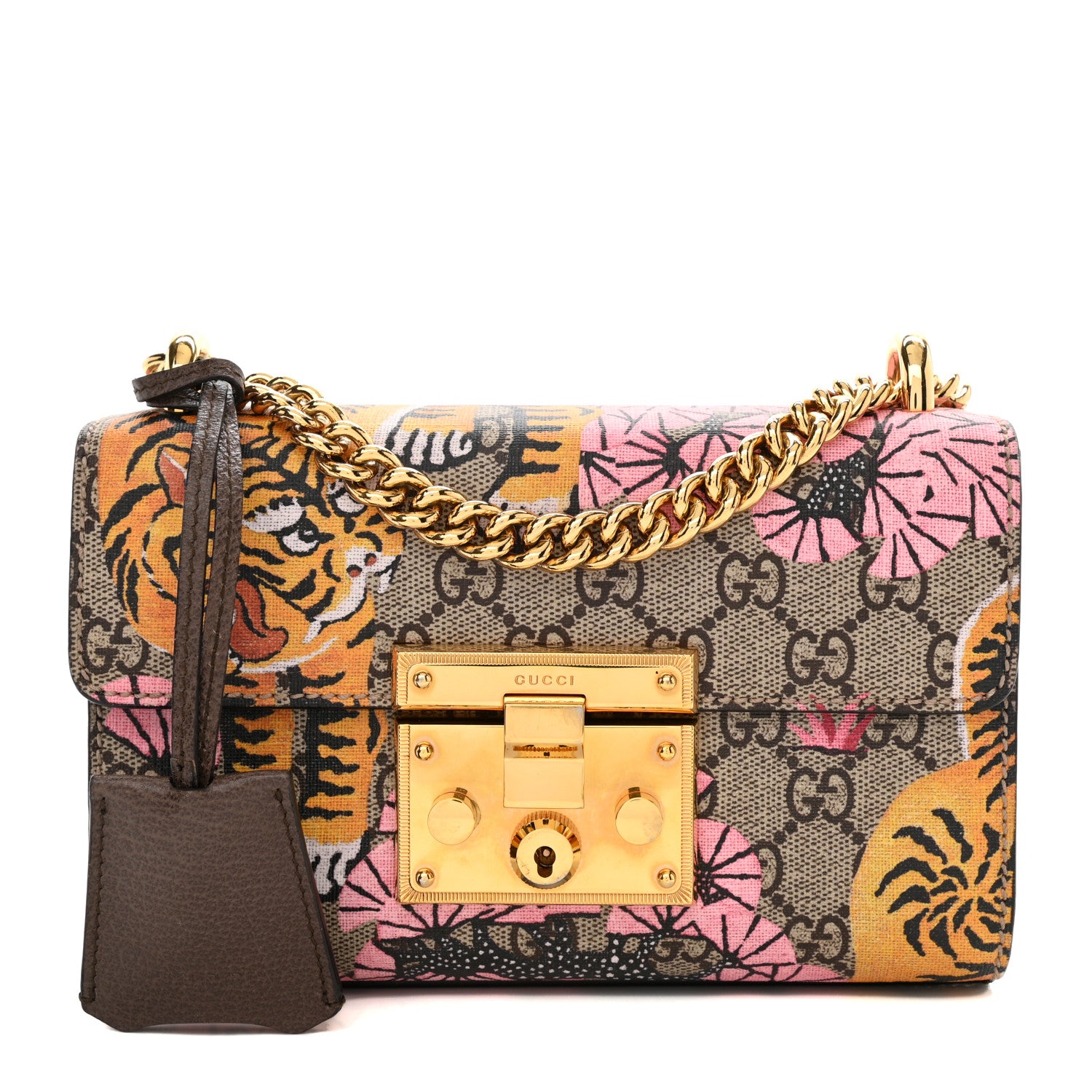 Gucci GG Supreme Monogram Bengal Small Padlock Shoulder Bag Beige Pink 1 of 9