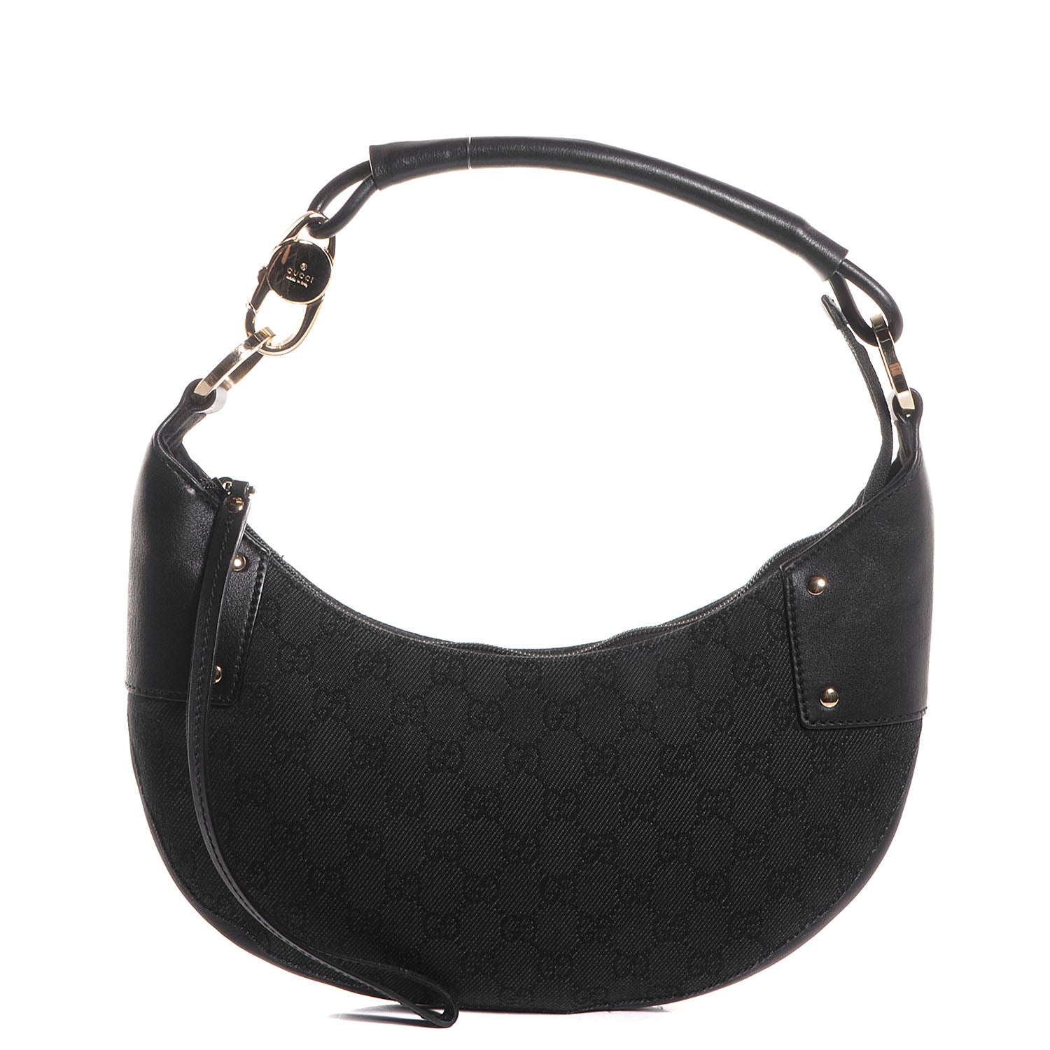 Gucci Denim Monogram Half Moon Hobo Black 1 of 7