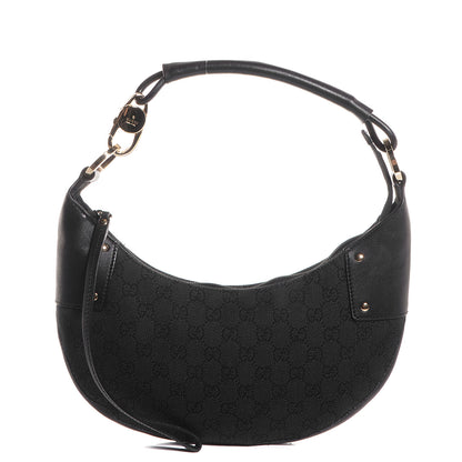 Gucci Denim Monogram Half Moon Hobo Black 1 of 7