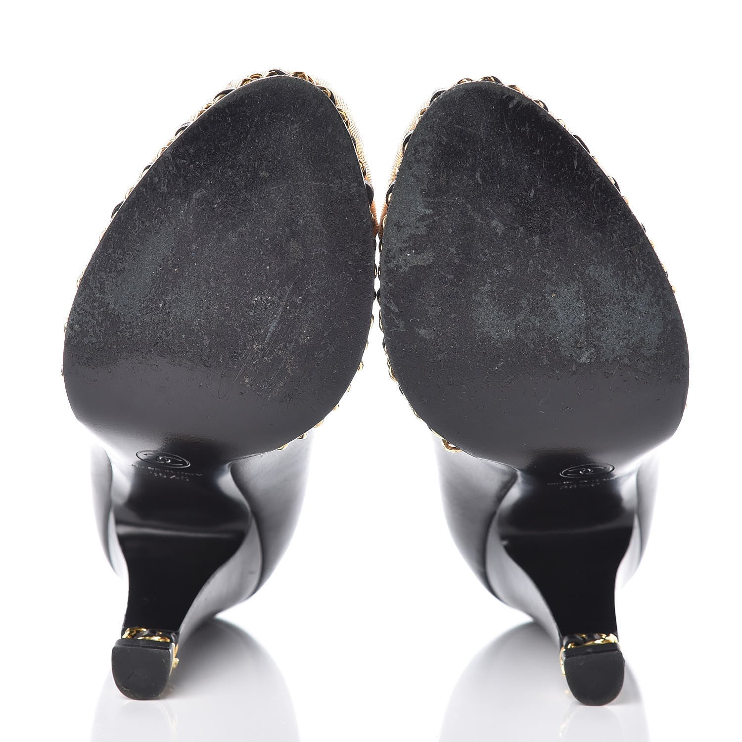 Chanel Lambskin Chain Around Cap Toe Pumps 36.5 Black Gold 7 of 13