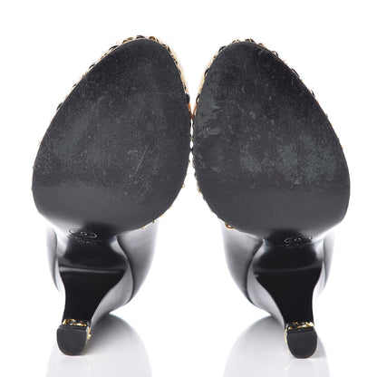 Chanel Lambskin Chain Around Cap Toe Pumps 36.5 Black Gold 7 of 13