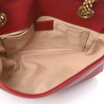 Gucci Calfskin Matelasse Mini GG Marmont Shoulder Bag Hibiscus Red 5 of 11
