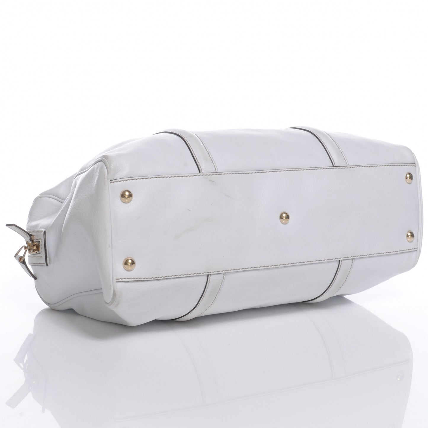 Leather Britt Large Boston White