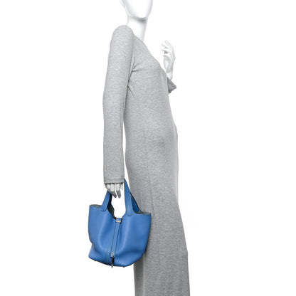 Hermes Taurillon Clemence Swift Picotin Lock 22 MM Bleu Paradis 2 of 10