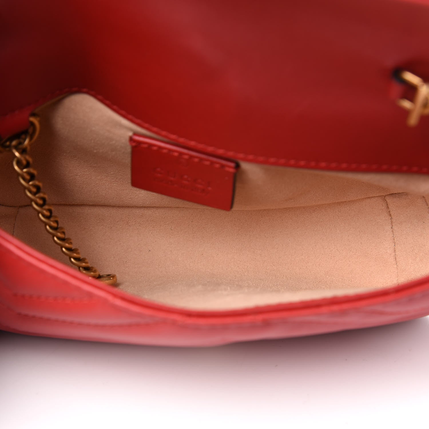 Gucci Calfskin Matelasse Super Mini GG Marmont Shoulder Bag Hibiscus Red 5 of 11