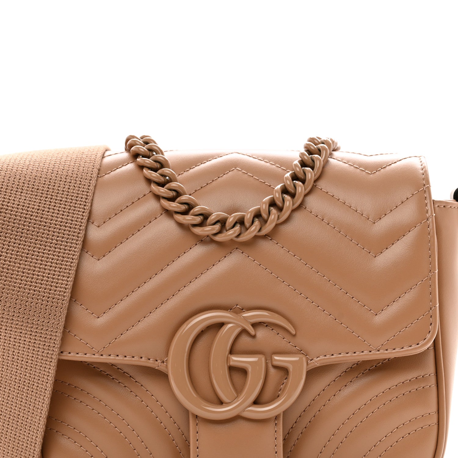 Gucci Calfskin Matelasse Monochrome Mini GG Marmont Crossbody Shoulder Bag Camelia Winter Rose 5 of 9