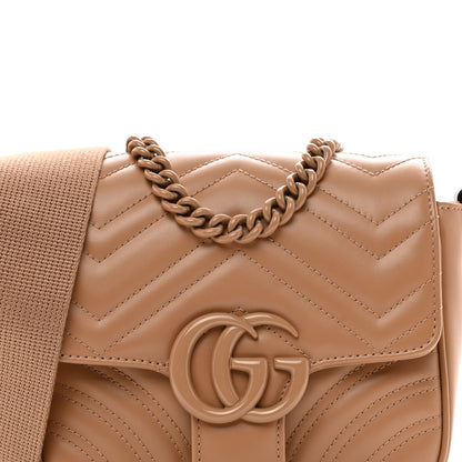Gucci Calfskin Matelasse Monochrome Mini GG Marmont Crossbody Shoulder Bag Camelia Winter Rose 5 of 9