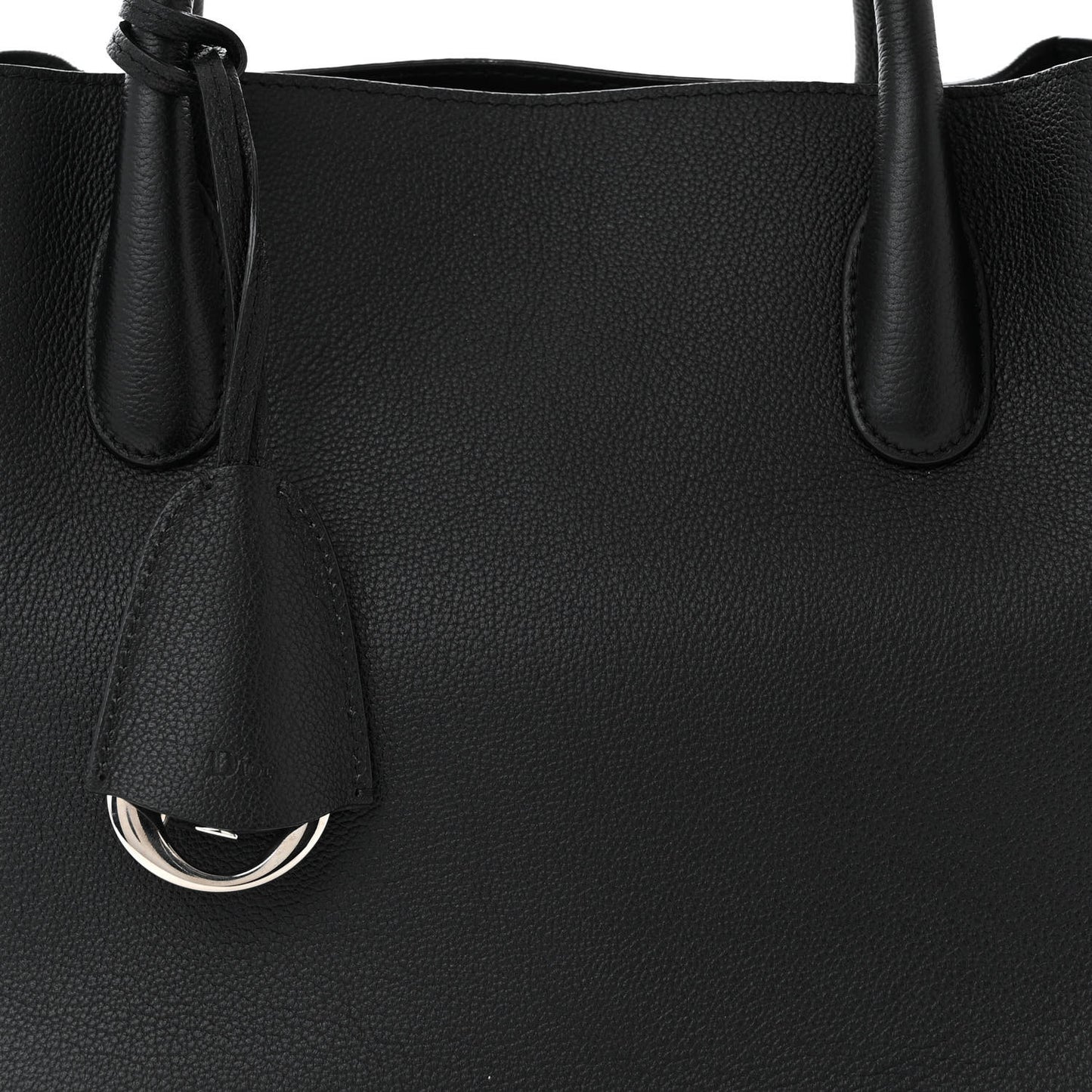 Supple Grained Calfskin Medium Open Bar Tote Black